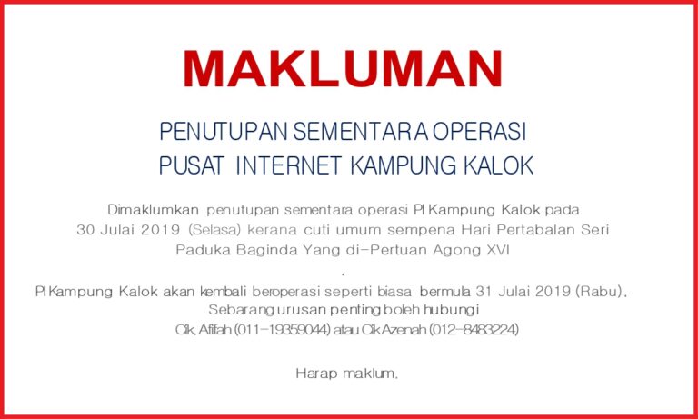 NOTIS PENUTUPAN PI JULAI 2